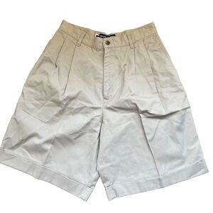Ralph Lauren Polo Sport Womens Khaki Shorts 8 Beige High Waisted Pleat Pony Logo